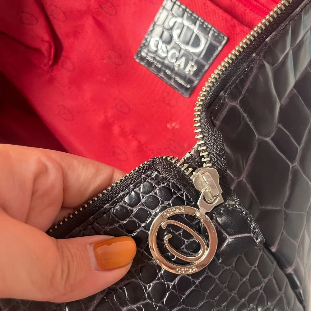 Oscar de la Renta Black Crocodile-Embossed Tote - Picture 14 of 16